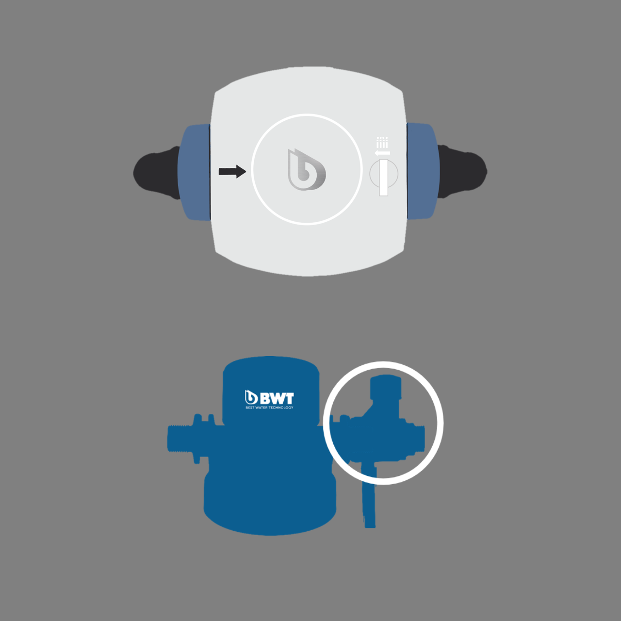 Topview of filter heads